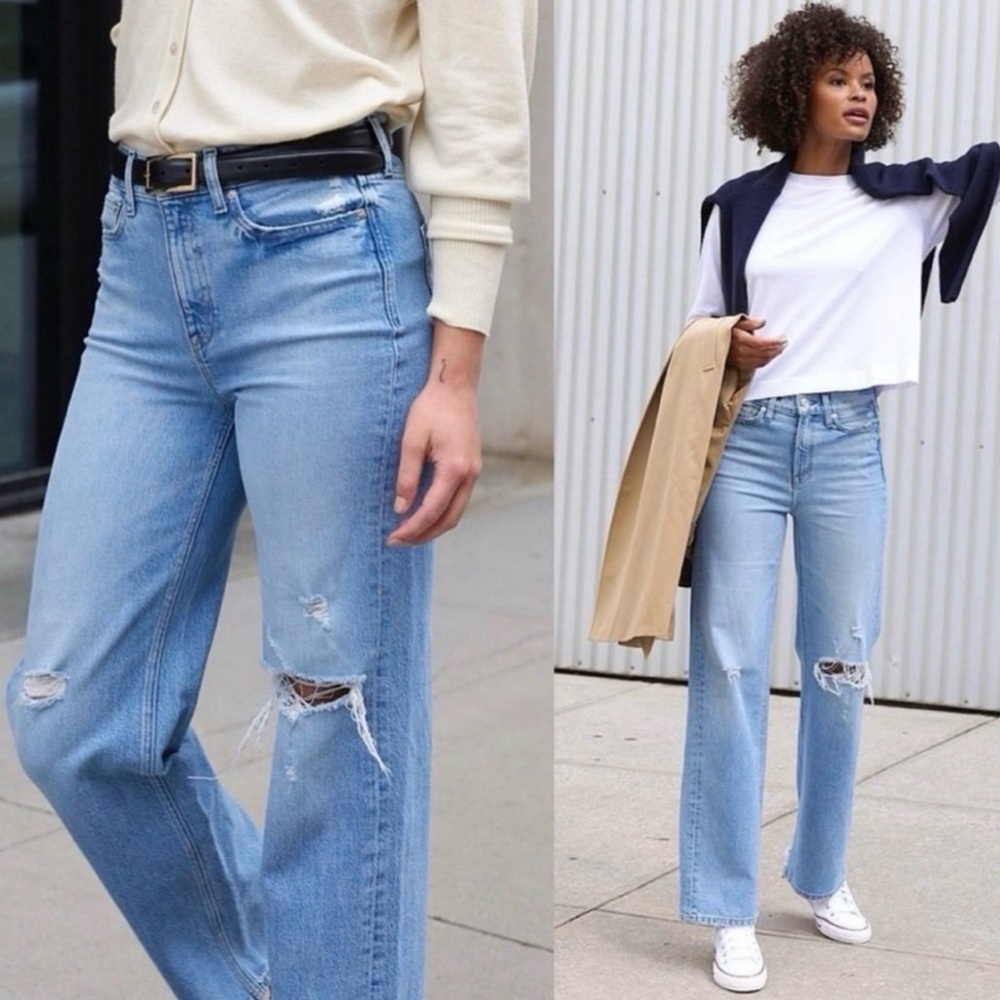 AYR Light Blue Wide-Leg Distressed Jeans - Picture 11 of 11
